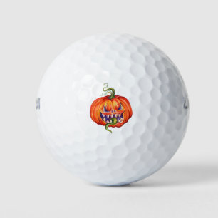 Scary halloween pumpkin golf balls
