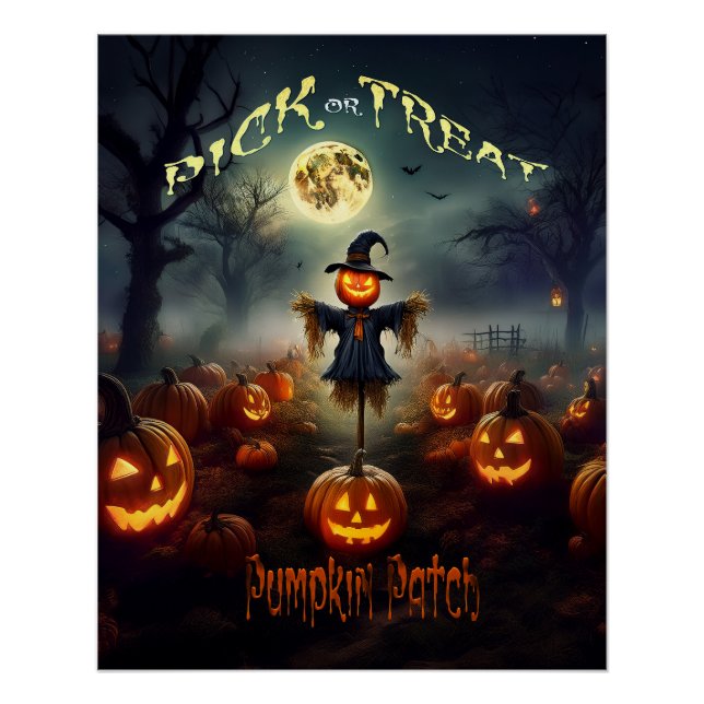 Scary Halloween Pumpkin Patch Poster (Front)
