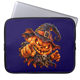 Scary Halloween Pumpkin Pointing Finger Laptop Sle Sleeve
