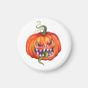 Scary halloween pumpkin throw pillow magnet