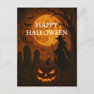 Scary Halloween Pumpkin Witch Scary Night Postcard