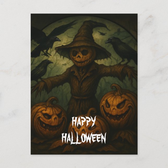 Scary Halloween Pumpkin Witch Scary Night Postcard (Front)