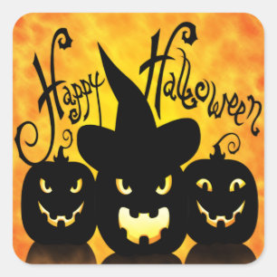 Scary Halloween Pumpkins Square Sticker