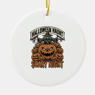Scary Halloween Pumpkins Vintage Engraving Shirt A Ceramic Tree Decoration