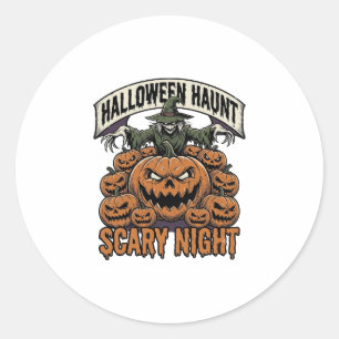 Scary Halloween Pumpkins Vintage Engraving Shirt A Classic Round Sticker
