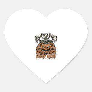 Scary Halloween Pumpkins Vintage Engraving Shirt A Heart Sticker