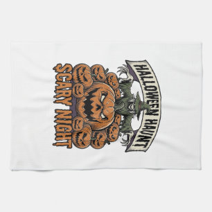 Scary Halloween Pumpkins Vintage Engraving Shirt A Tea Towel