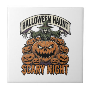 Scary Halloween Pumpkins Vintage Engraving Shirt A Tile