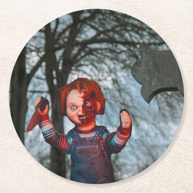 Scary Halloween  Round Paper Coaster (Front)