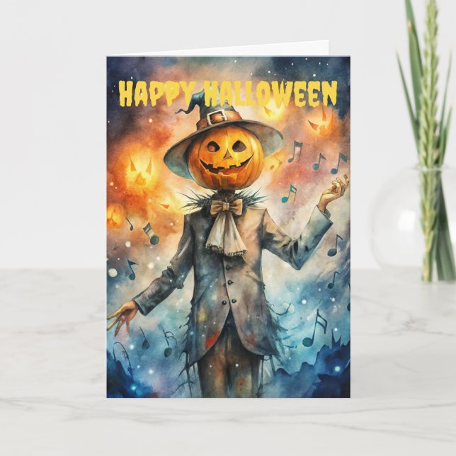 Scary Halloween Scarecrow Holiday Card (Front)