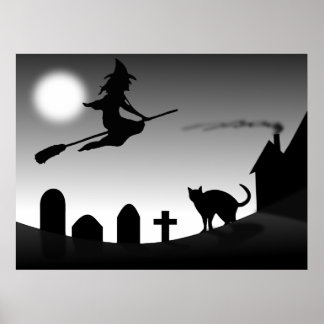 scary halloween scene poster