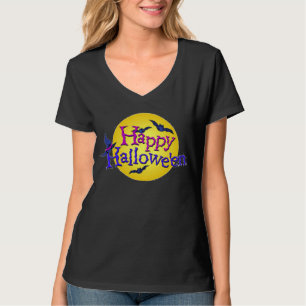 scary Halloween Shirt bats full moon spooky womens