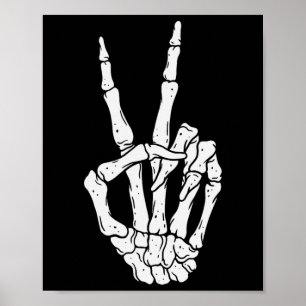 Scary Halloween Skeleton Peace Hand Sign 