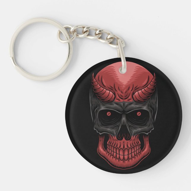 Scary Halloween Skull Acrylic Keychain (Front)