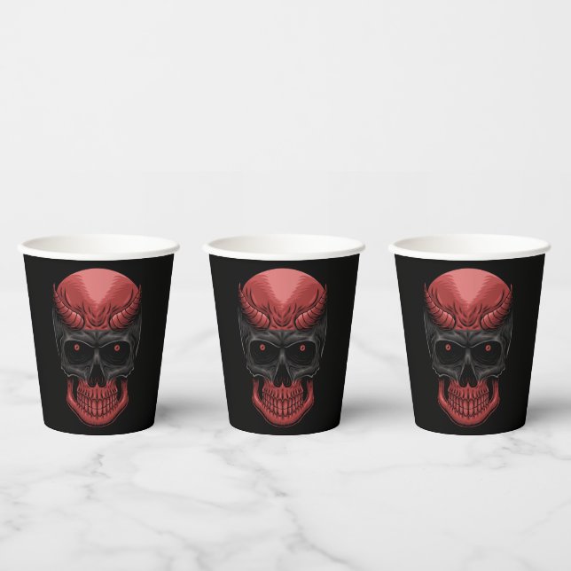 Scary Halloween Skull   Paper Cups (Multi)