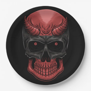 Scary Halloween Skull  Paper Plate