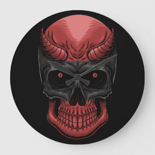 Scary Halloween Skull Throw Pillow Large Clock