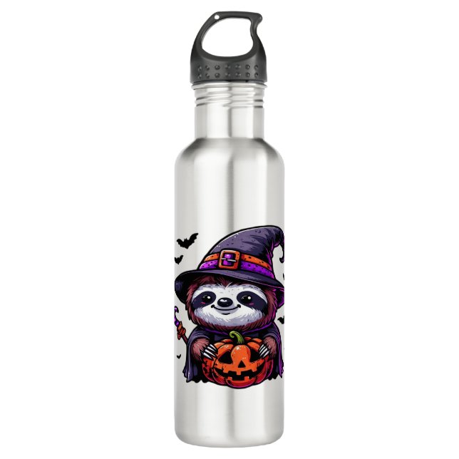 Scary Halloween Sloth Witch Hat Costume Spooky Sea 710 Ml Water Bottle (Front)
