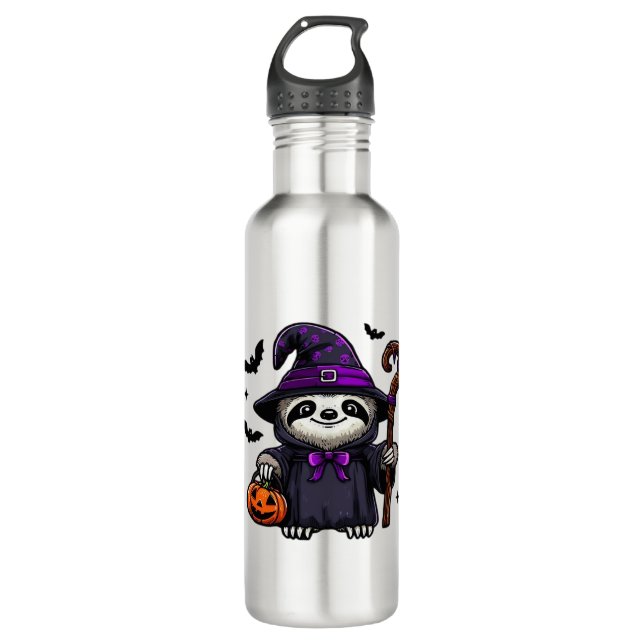 Scary Halloween Sloth Witch Hat Costume Spooky Sea 710 Ml Water Bottle (Front)