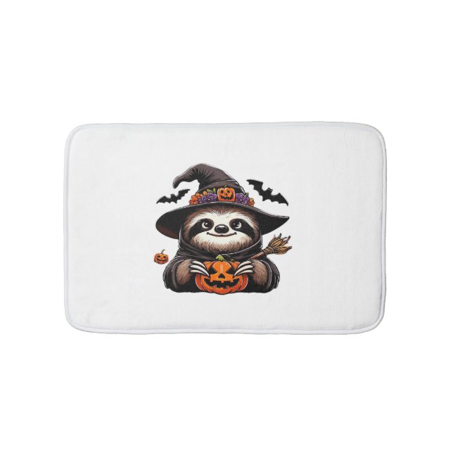 Scary Halloween Sloth Witch Hat Costume Spooky Sea Bath Mat (Front)