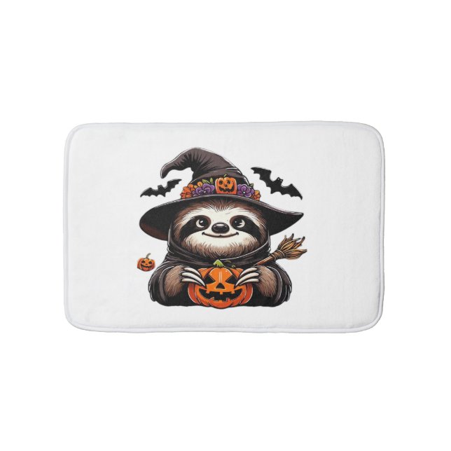 Scary Halloween Sloth Witch Hat Costume Spooky Sea Bath Mat (Front)