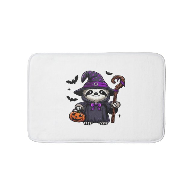 Scary Halloween Sloth Witch Hat Costume Spooky Sea Bath Mat (Front)