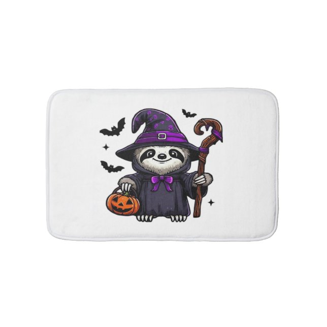Scary Halloween Sloth Witch Hat Costume Spooky Sea Bath Mat (Front)