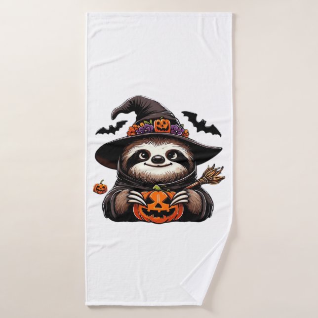 Scary Halloween Sloth Witch Hat Costume Spooky Sea Bath Towel (Bath Towel)