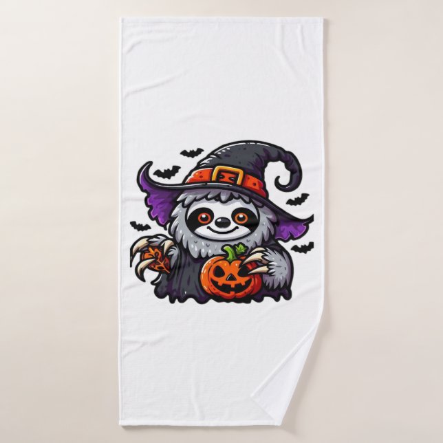 Scary Halloween Sloth Witch Hat Costume Spooky Sea Bath Towel (Bath Towel)