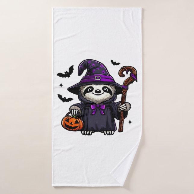 Scary Halloween Sloth Witch Hat Costume Spooky Sea Bath Towel (Bath Towel)