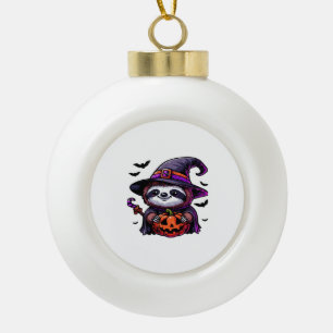 Scary Halloween Sloth Witch Hat Costume Spooky Sea Ceramic Ball Christmas Ornament