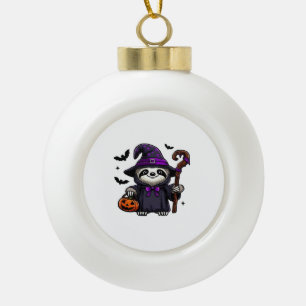 Scary Halloween Sloth Witch Hat Costume Spooky Sea Ceramic Ball Christmas Ornament