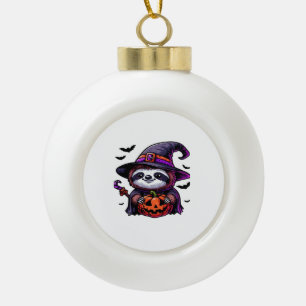 Scary Halloween Sloth Witch Hat Costume Spooky Sea Ceramic Ball Christmas Ornament
