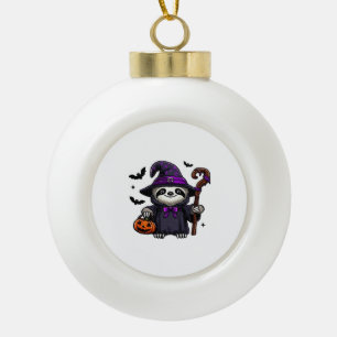 Scary Halloween Sloth Witch Hat Costume Spooky Sea Ceramic Ball Christmas Ornament