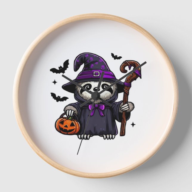 Scary Halloween Sloth Witch Hat Costume Spooky Sea Clock (Front)