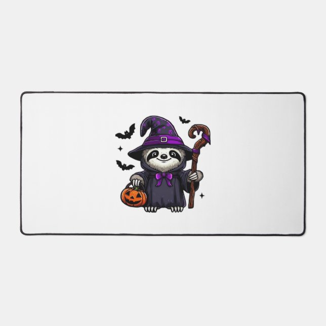 Scary Halloween Sloth Witch Hat Costume Spooky Sea Desk Mat (Front)
