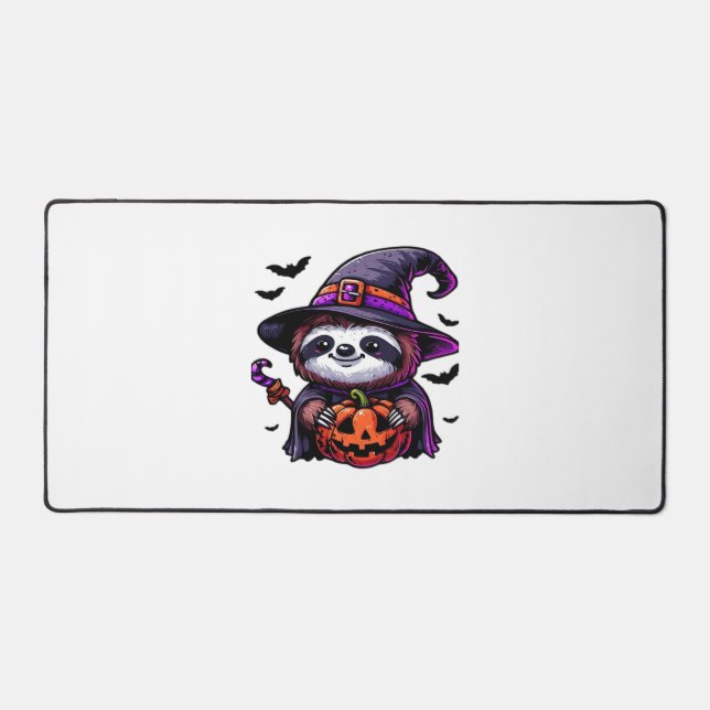 Scary Halloween Sloth Witch Hat Costume Spooky Sea Desk Mat (Front)