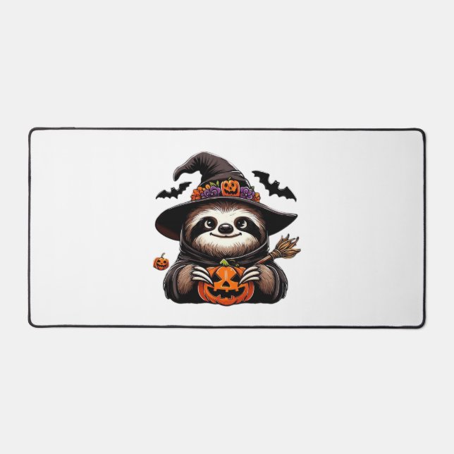 Scary Halloween Sloth Witch Hat Costume Spooky Sea Desk Mat (Front)