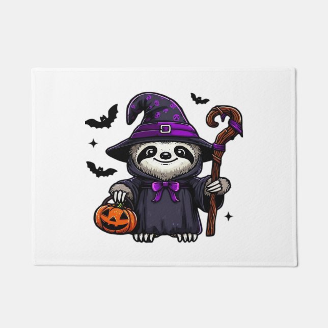 Scary Halloween Sloth Witch Hat Costume Spooky Sea Doormat (Front)