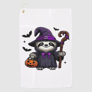 Scary Halloween Sloth Witch Hat Costume Spooky Sea Golf Towel