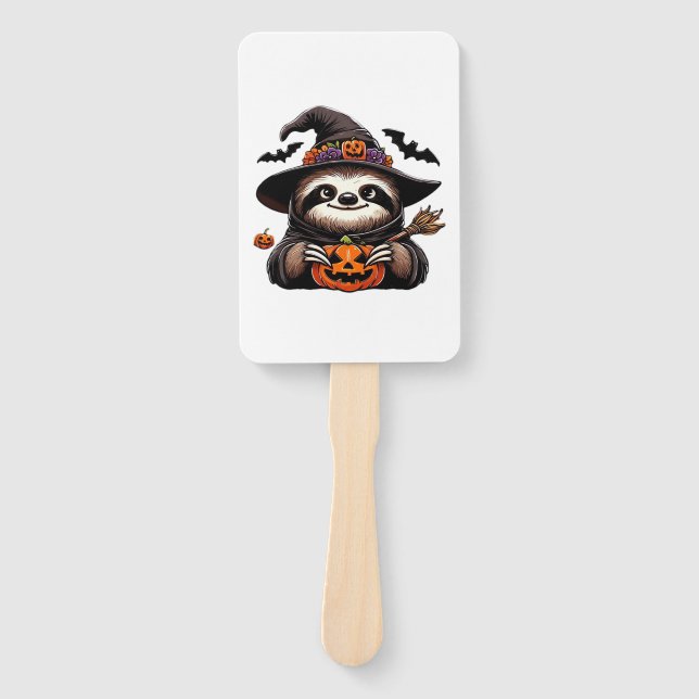 Scary Halloween Sloth Witch Hat Costume Spooky Sea Hand Fan (Front)