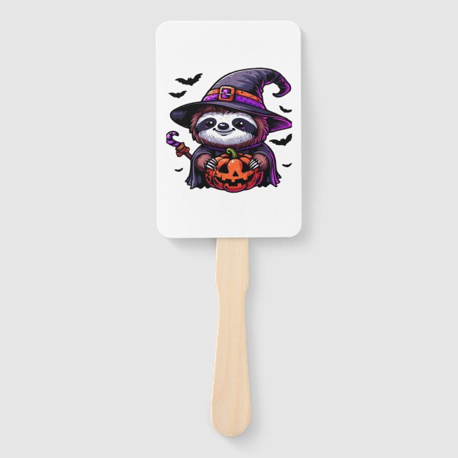 Scary Halloween Sloth Witch Hat Costume Spooky Sea Hand Fan (Front)