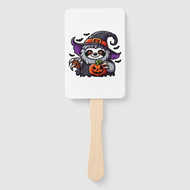 Scary Halloween Sloth Witch Hat Costume Spooky Sea Hand Fan (Front)