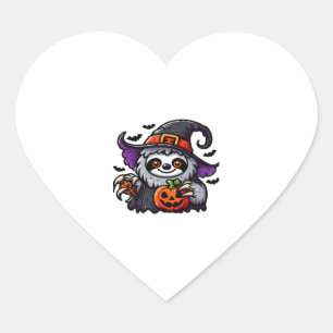 Scary Halloween Sloth Witch Hat Costume Spooky Sea Heart Sticker