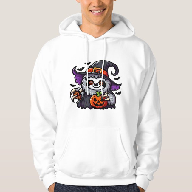 Scary Halloween Sloth Witch Hat Costume Spooky Sea Hoodie (Front)