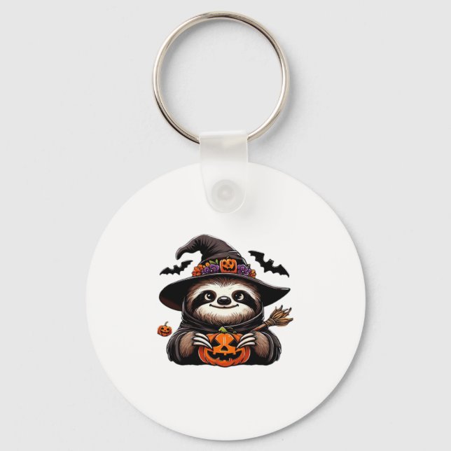 Scary Halloween Sloth Witch Hat Costume Spooky Sea Key Ring (Front)