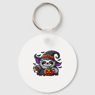 Scary Halloween Sloth Witch Hat Costume Spooky Sea Key Ring