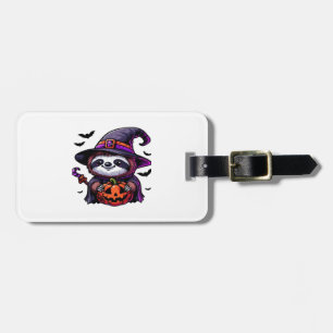 Scary Halloween Sloth Witch Hat Costume Spooky Sea Luggage Tag