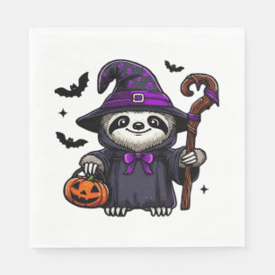 Scary Halloween Sloth Witch Hat Costume Spooky Sea Napkin
