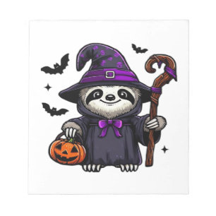 Scary Halloween Sloth Witch Hat Costume Spooky Sea Notepad
